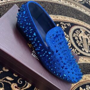 Royal Blue Spiked Loafers